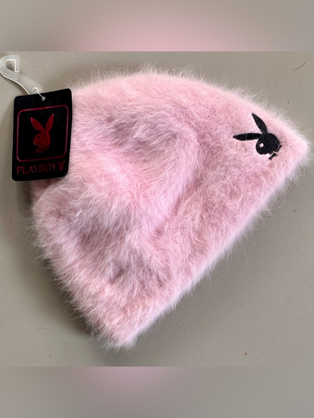 PLAYBOY Bunny Logo Fuzzy Toque Wool Rabbit Hair Y2K Angora Beanie Hat NWT